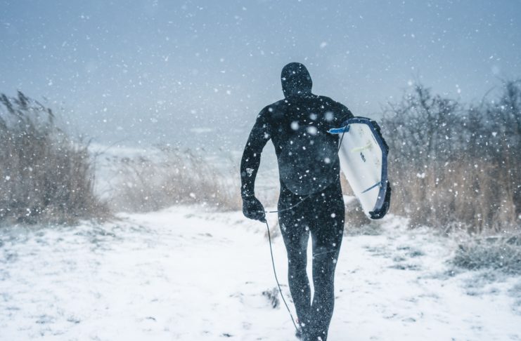 surfen in de winter